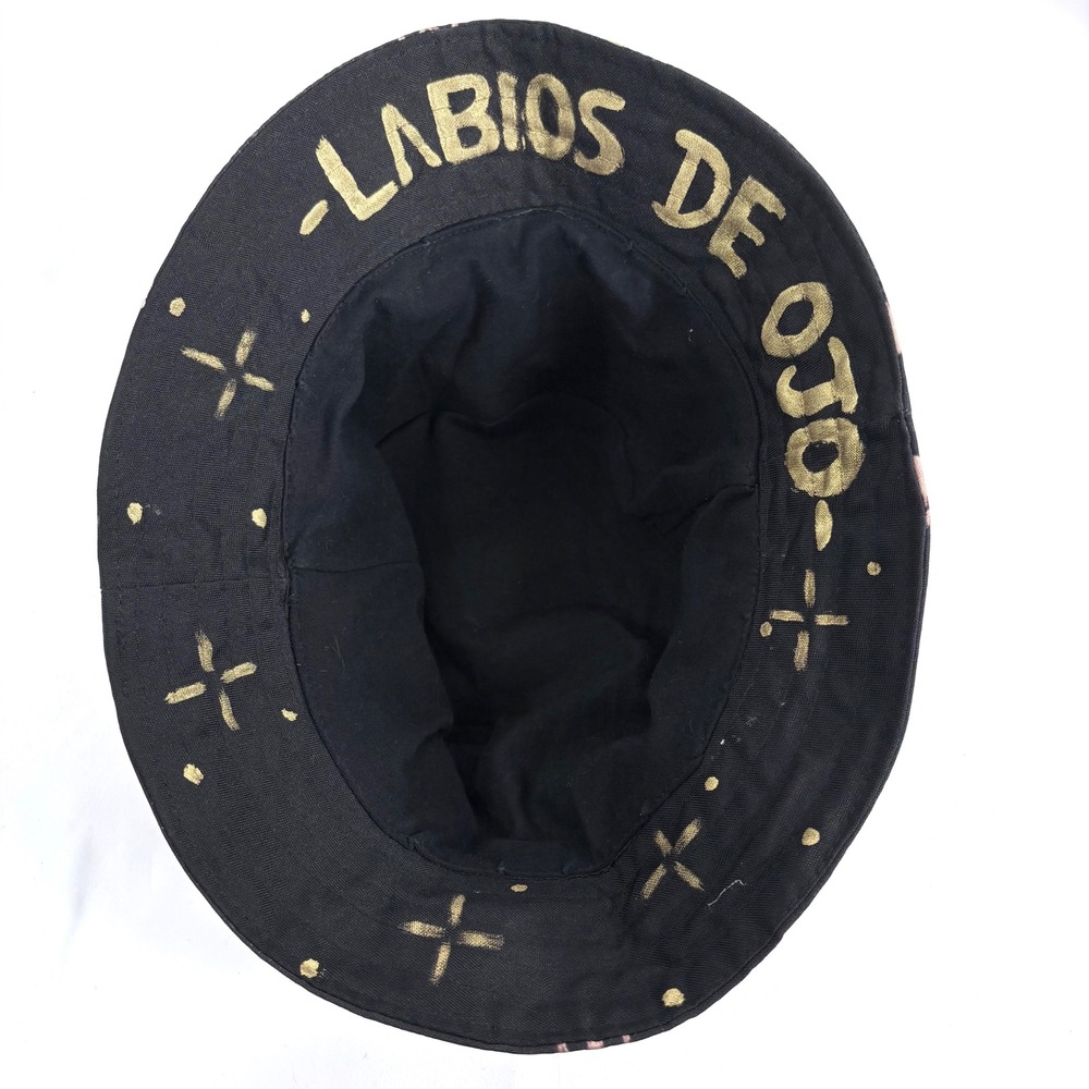 Labios De Ojo Bucket Hat Black Hand Painted Skull Snake Custom Edgy Streetwear - Picture 9 of 10